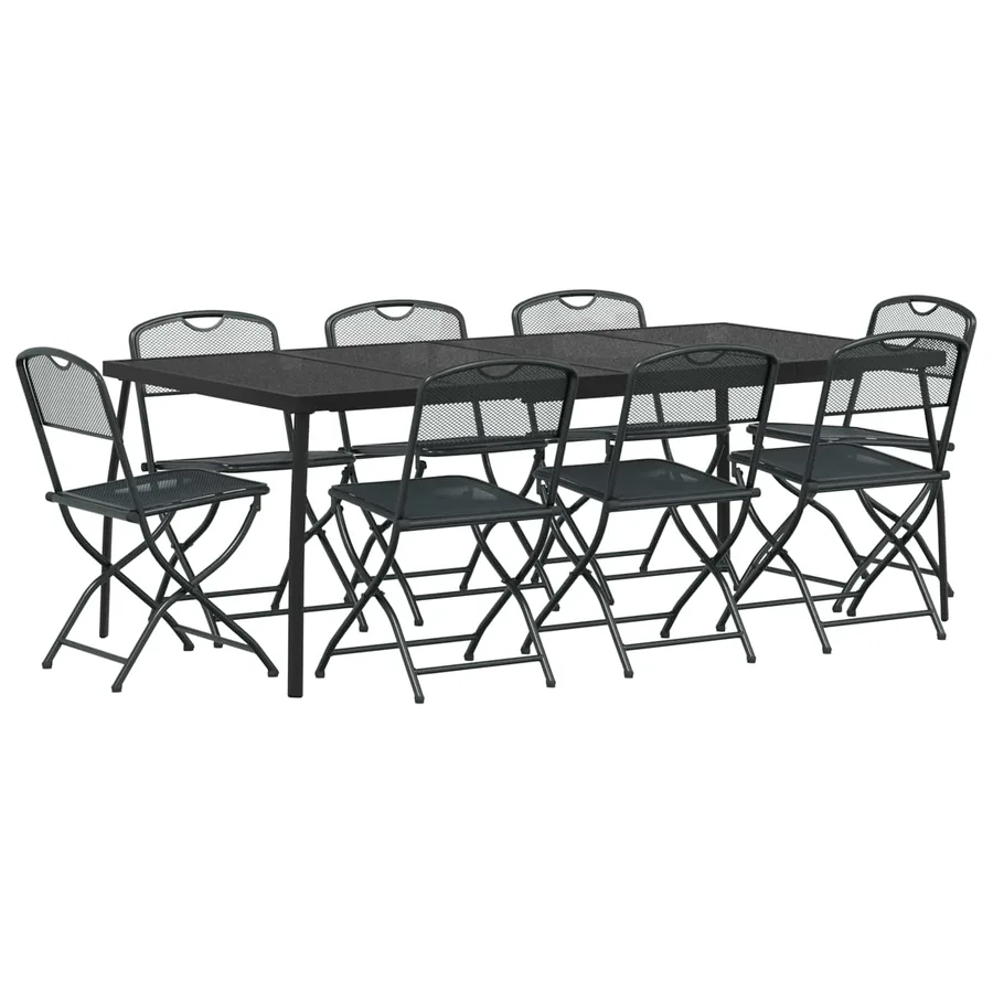 Ensemble de meubles d'extérieur 9 pcs Anthracite Fer et Acier - 2