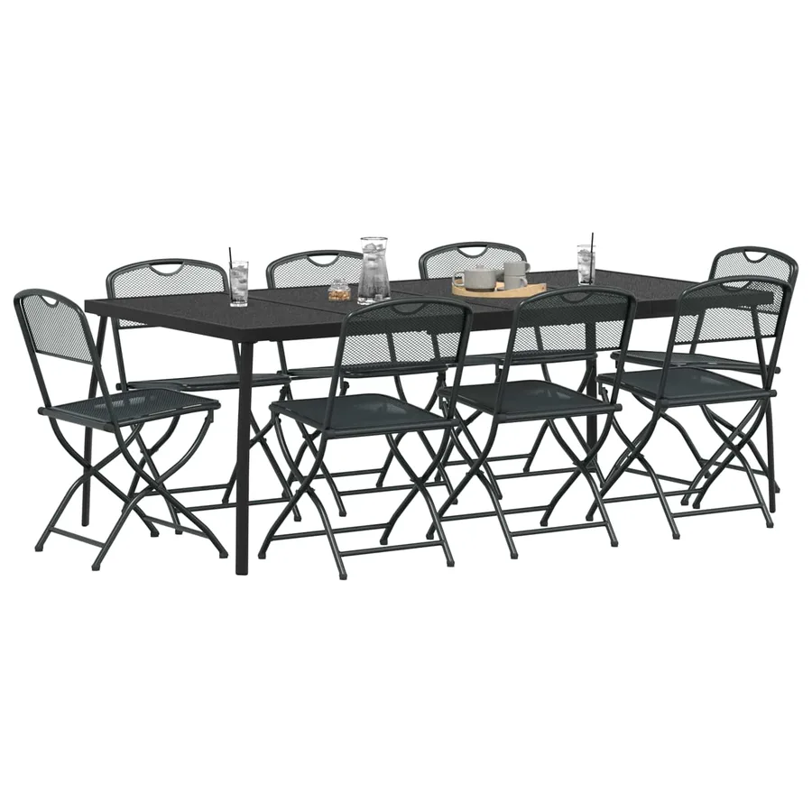 Ensemble de meubles d'extérieur 9 pcs Anthracite Fer et Acier - 3