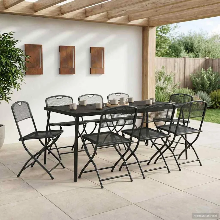 Ensemble de meubles d'extérieur 7 pcs Anthracite Fer et Acier
