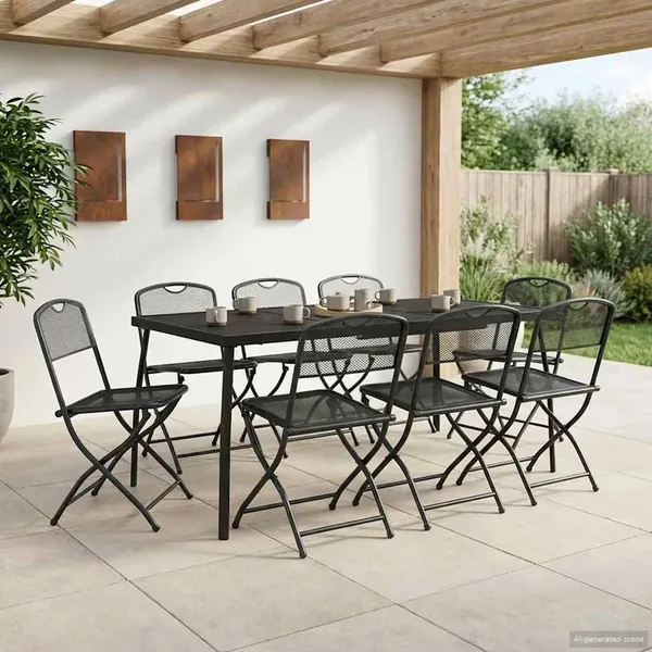 Ensemble de meubles d'extérieur 7 pcs Anthracite Fer et Acier