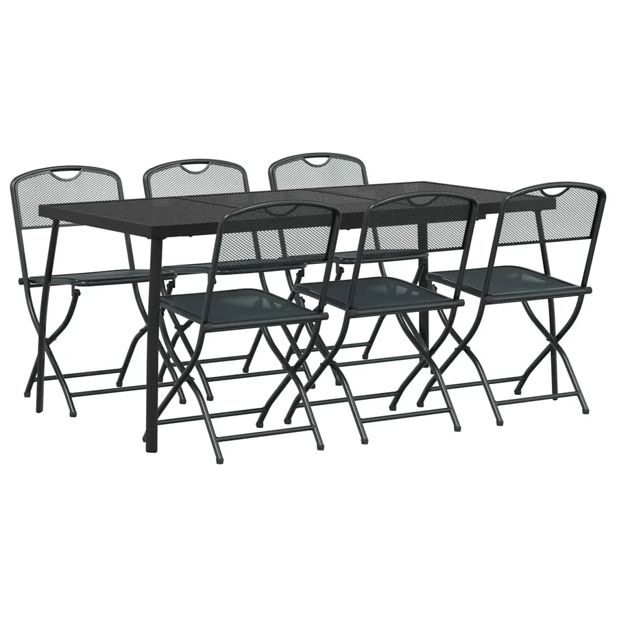 Ensemble de meubles d'extérieur 7 pcs Anthracite Fer et Acier - 2