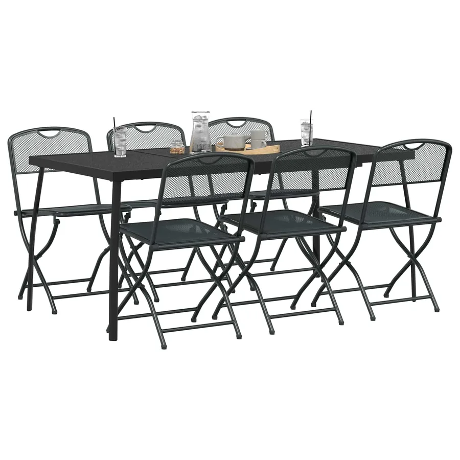 Ensemble de meubles d'extérieur 7 pcs Anthracite Fer et Acier - 3