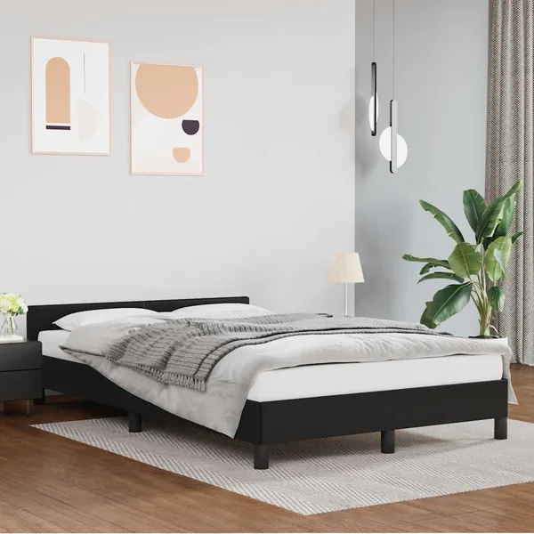 Cadre de lit avec tête de lit sans matelas noir 120x200 cm