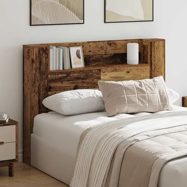 Cabinet de Tête de Lit avec LED Bois ancien Bois d'ingénierie