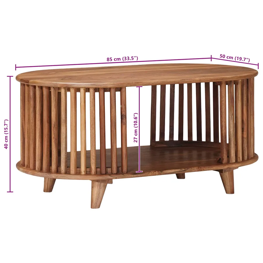Table basse faite main Marron Teck 85 x 50 x 40 cm - 10