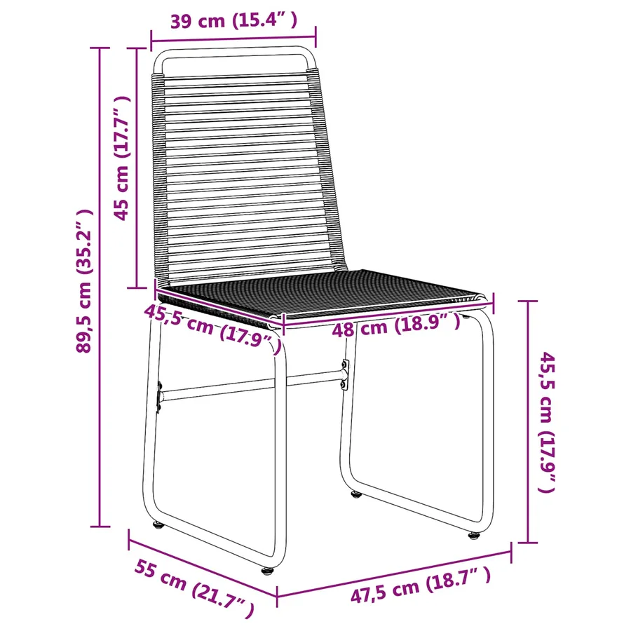 Chaises de jardin 2 pcs Noir 48 x 55 x 89,5 cm Rotin - 8