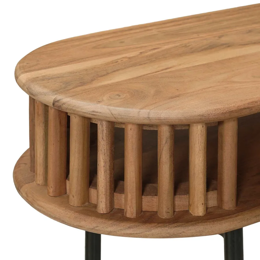 Table d'appoint faite main Brun Teck 90 x 30 x 75 cm - 4
