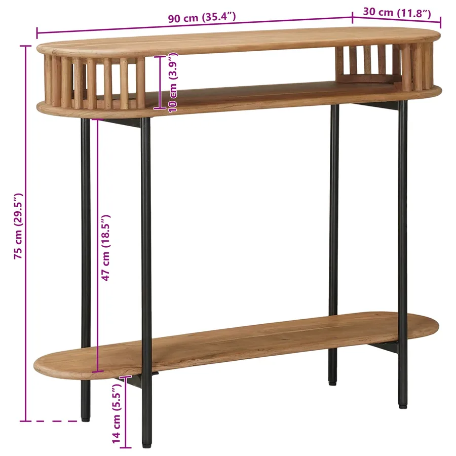 Table d'appoint faite main Brun Teck 90 x 30 x 75 cm - 8