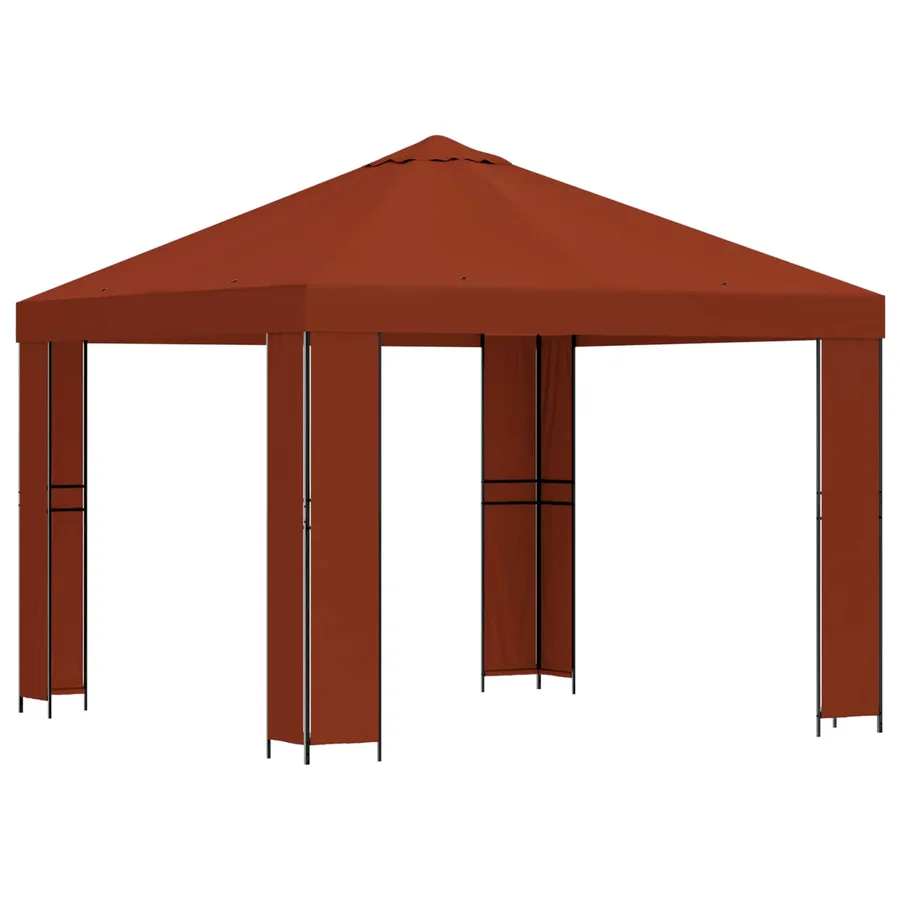 Pavillon 3 x 3 m Terre cuite Polyester et Acier 190 gsm - 2