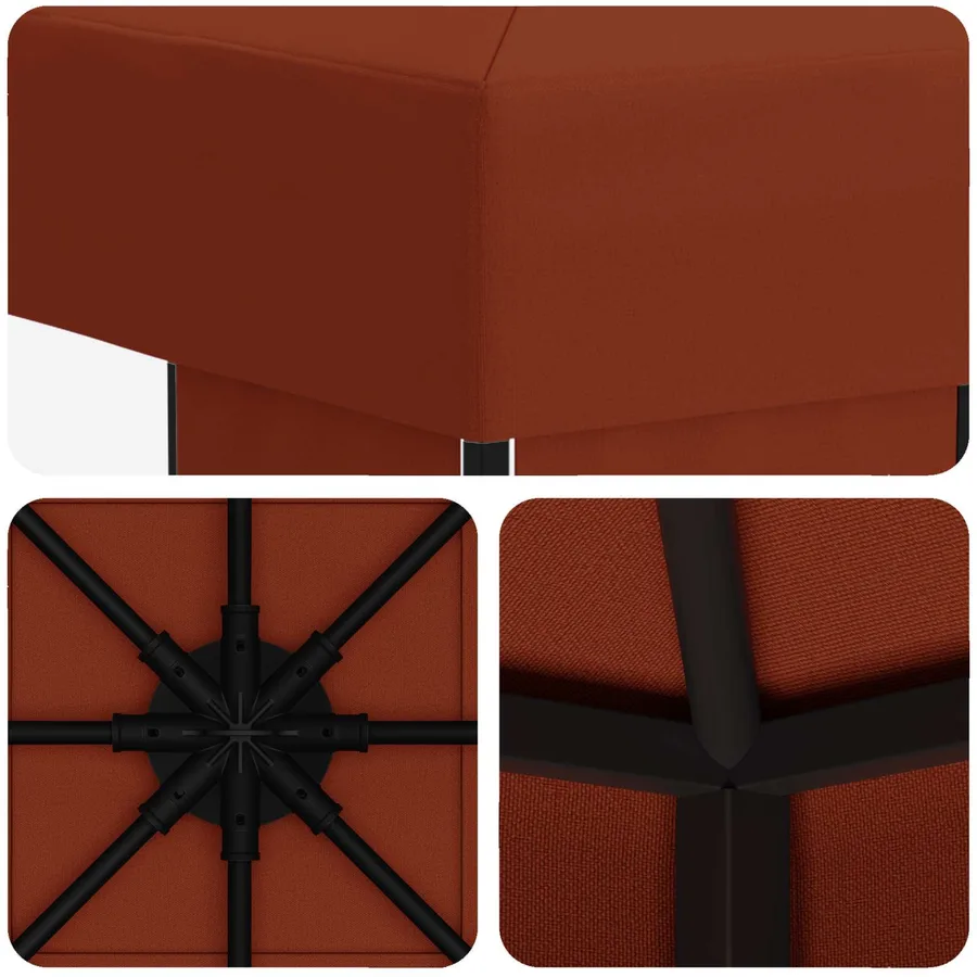 Pavillon 3 x 3 m Terre cuite Polyester et Acier 190 gsm - 5