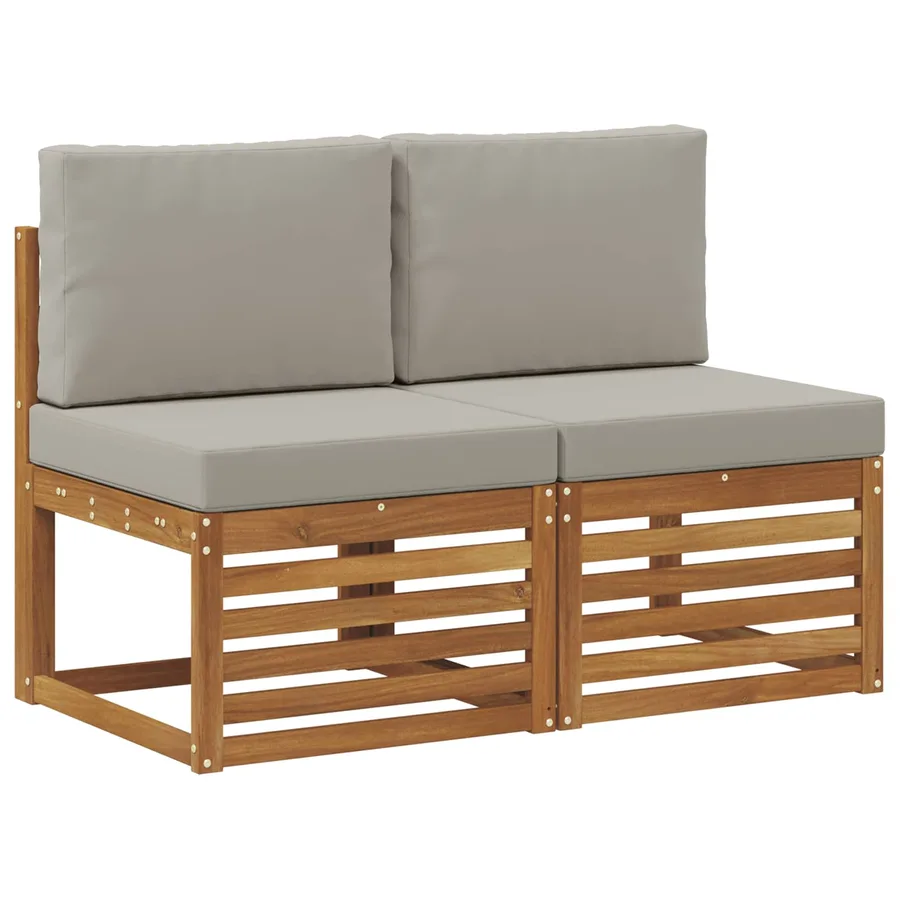 2 Pièce Sofa de milieu extérieur Bois d'Acacia Massif Naturel - 2