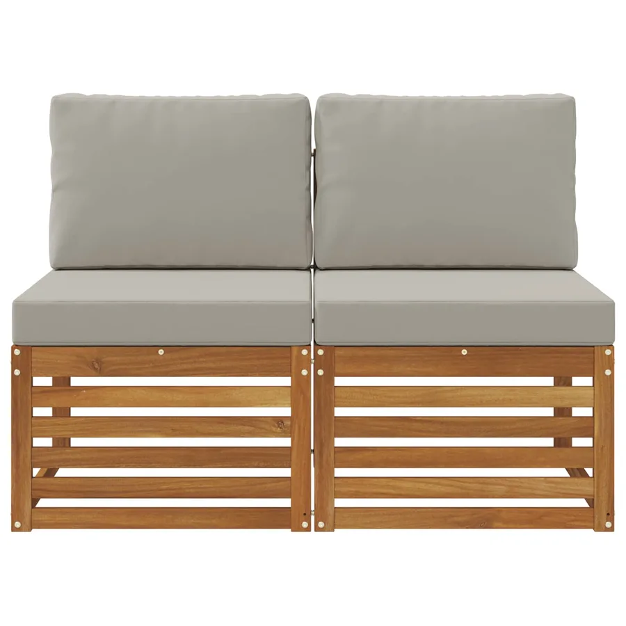 2 Pièce Sofa de milieu extérieur Bois d'Acacia Massif Naturel - 3