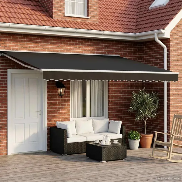 Auvent rétractable électrique Noir et Blanc 4 × 3 m