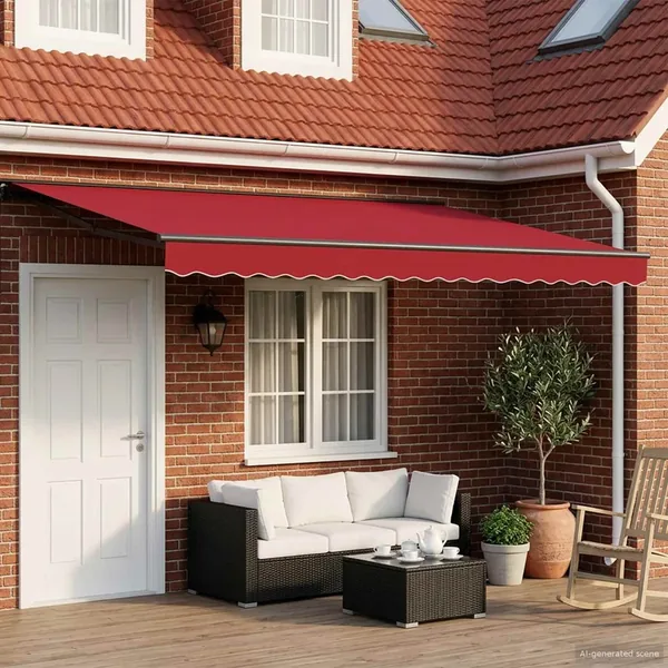 Auvent rétractable électrique Rouge et Anthracite 4 × 3 m