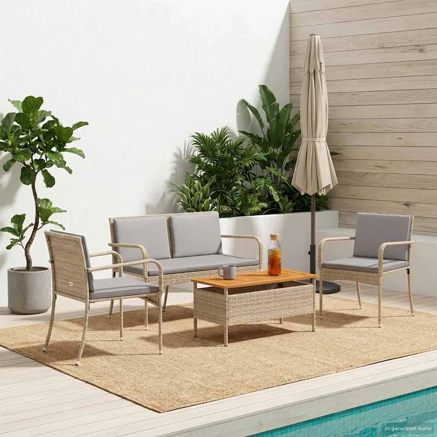 Ensemble de jardin avec coussin acier - 3