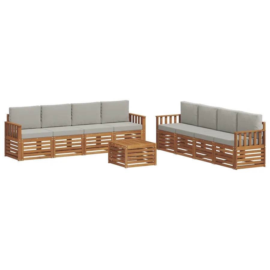 Ensembles de canapés avec coussin 9 pcs Gris Naturel et Clair - 2