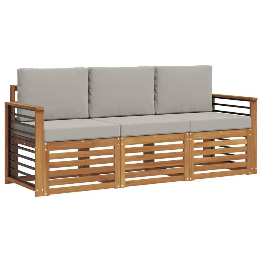 Ensembles de canapés avec coussin 3 pcs Gris Naturel et Clair - 2