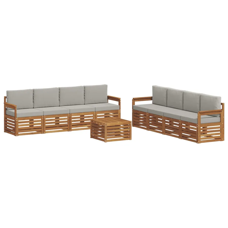 Ensembles de canapés avec coussin 9 pcs Gris Naturel et Clair - 2