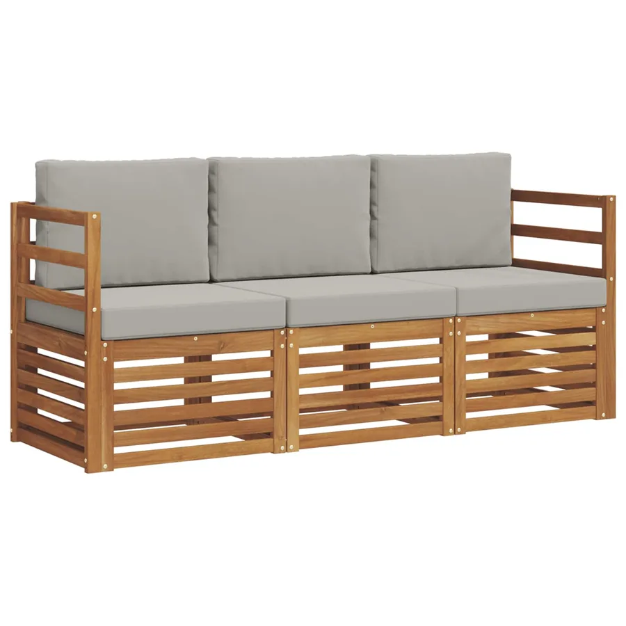 Ensembles de canapés avec coussin 3 pcs Gris Naturel et Clair - 2