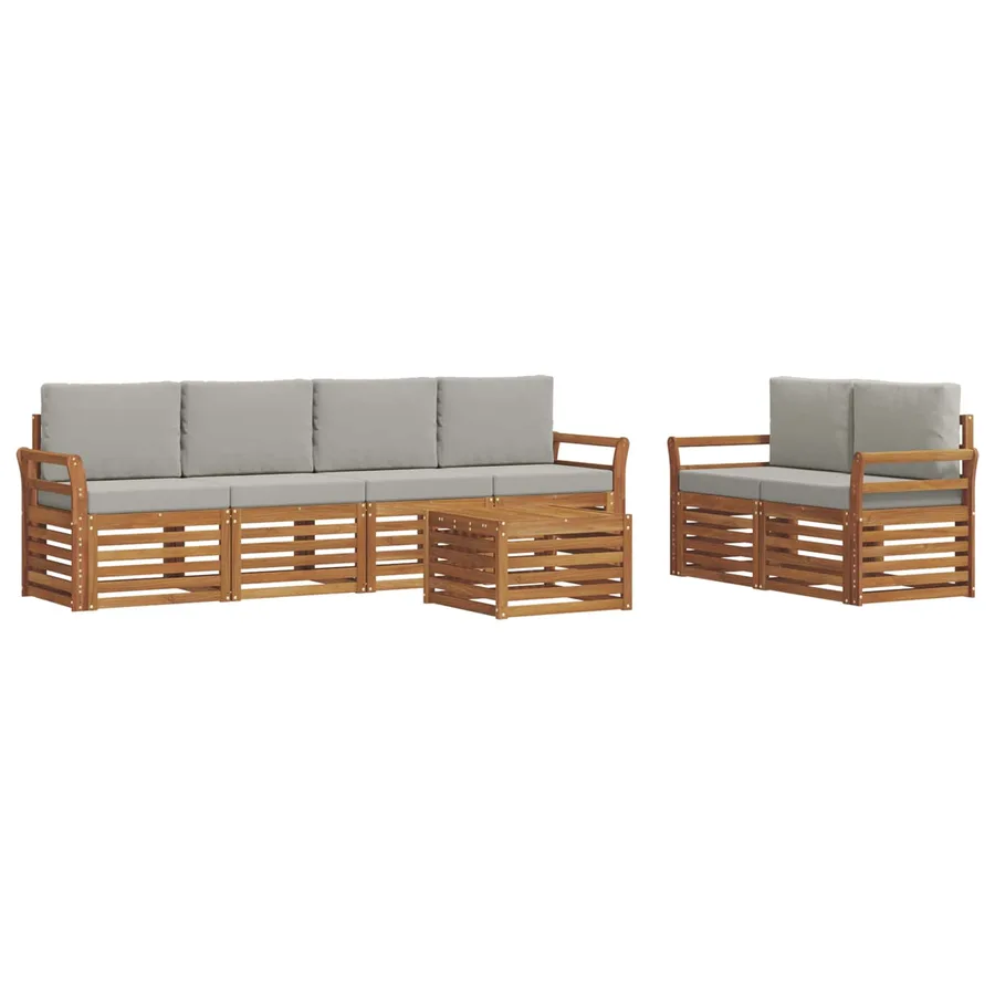Ensemble de canapés d'extérieur 7 pcs Gris Naturel et Clair - 2