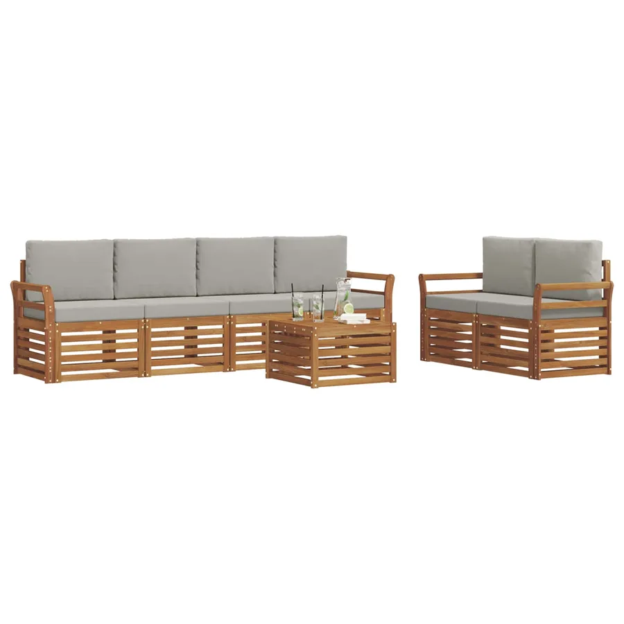 Ensemble de canapés d'extérieur 7 pcs Gris Naturel et Clair - 3