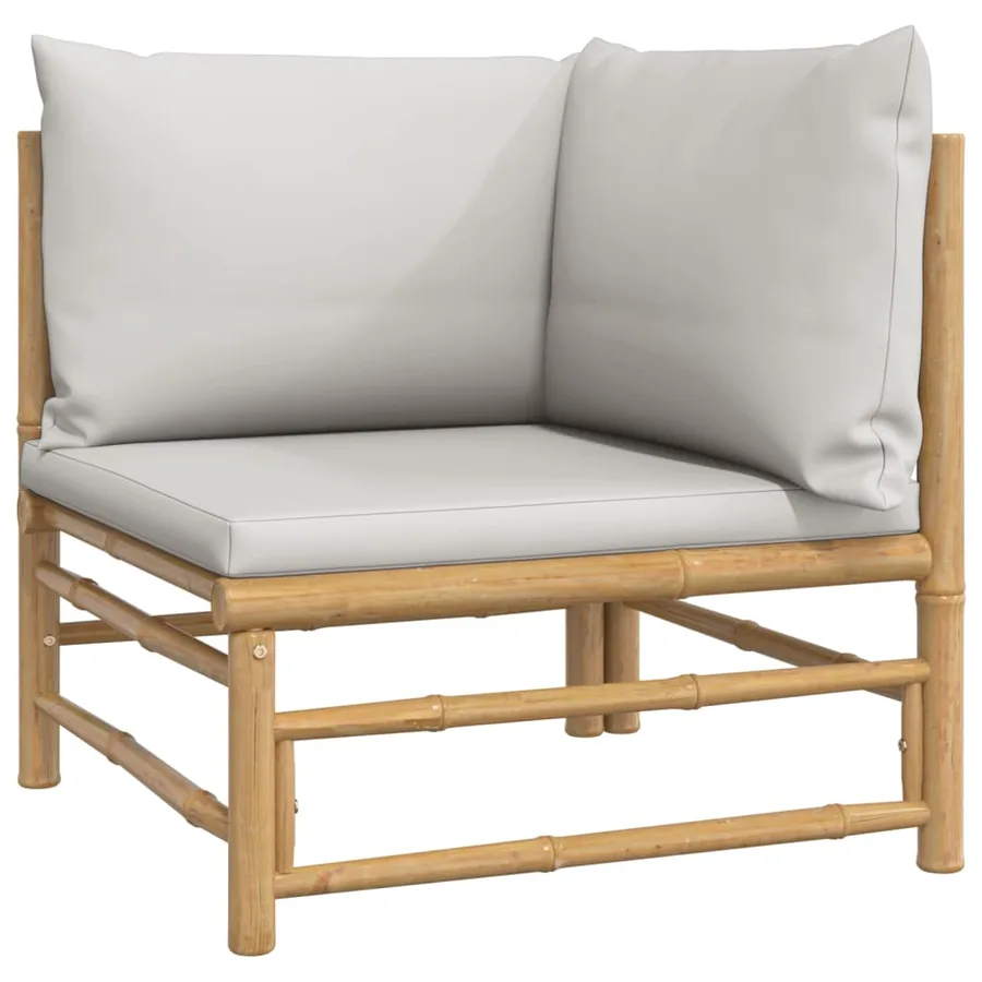 Salon de jardin 8 pcs avec coussins gris clair bambou - 5