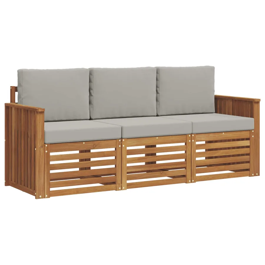 Ensembles de canapés avec coussin 3 pcs Gris Naturel et Clair - 2