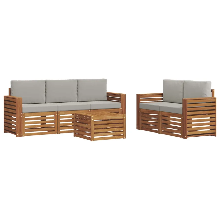 Ensembles de canapés avec coussin 6 pcs Gris Naturel et Clair - 2