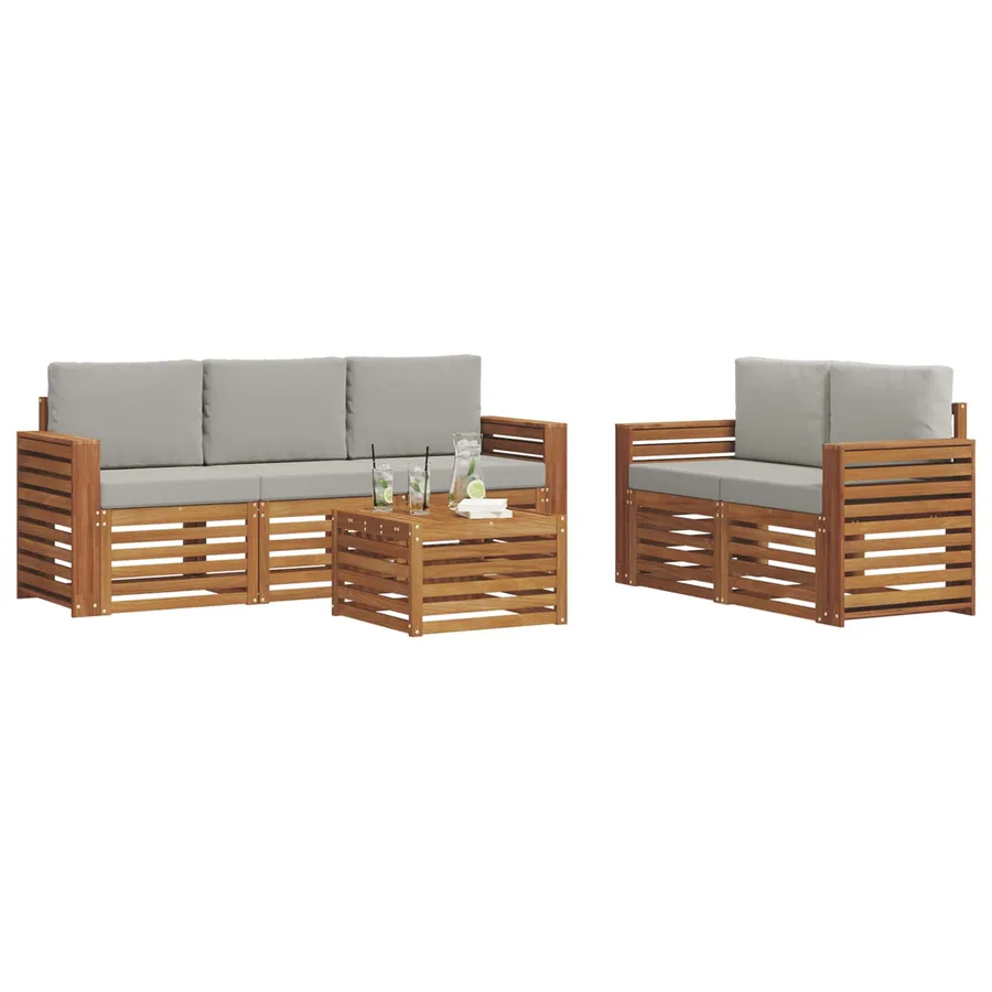 Ensembles de canapés avec coussin 6 pcs Gris Naturel et Clair - 3