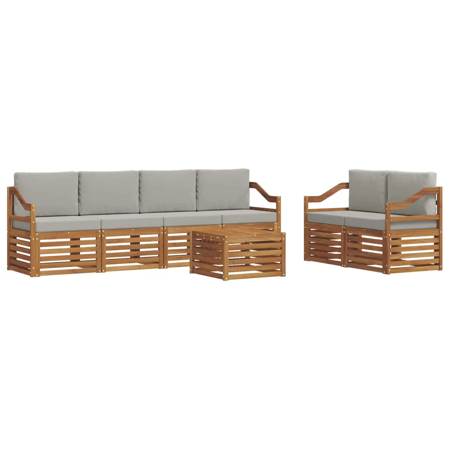 Ensemble de canapés d'extérieur 7 pcs Gris Naturel et Clair - 2