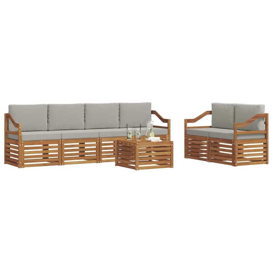 Ensemble de canapés d'extérieur 7 pcs Gris Naturel et Clair - 3