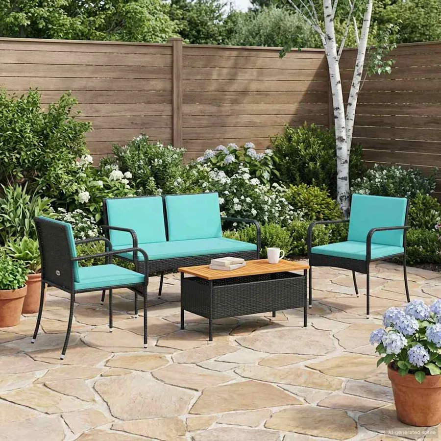 Ensemble de jardin avec coussin acier
