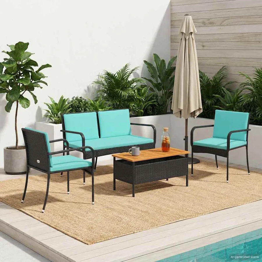 Ensemble de jardin avec coussin acier - 3