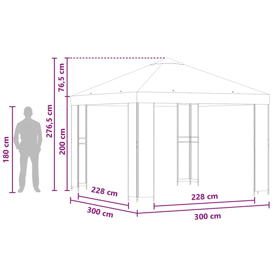 Pavillon 3 x 3 m Crème Polyester et Acier 190 gsm - 7