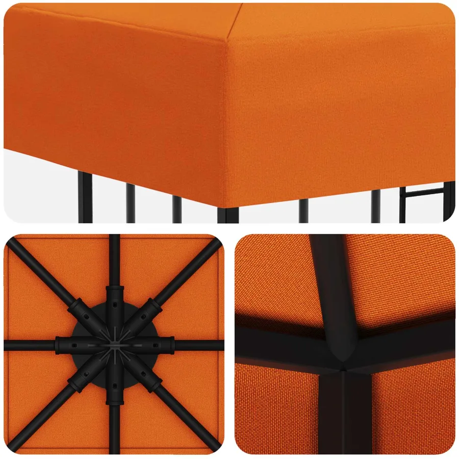 Pavillon 3 x 3 m Orange Polyester et Acier 190 gsm - 5