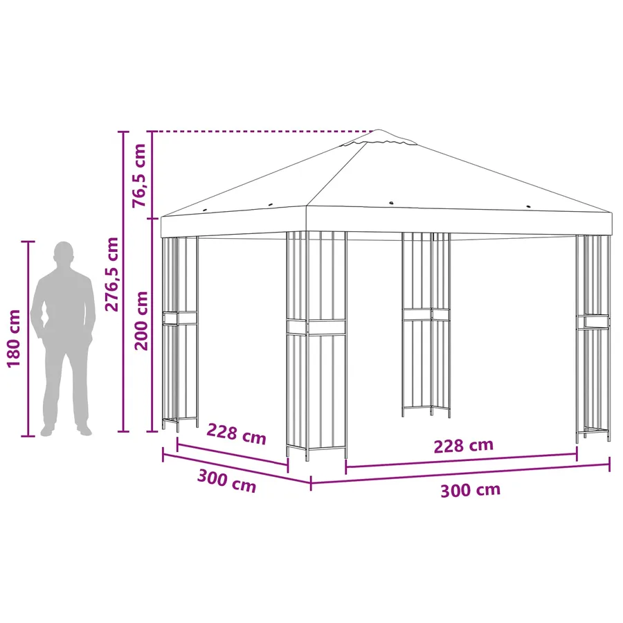 Pavillon 3 x 3 m Orange Polyester et Acier 190 gsm - 7