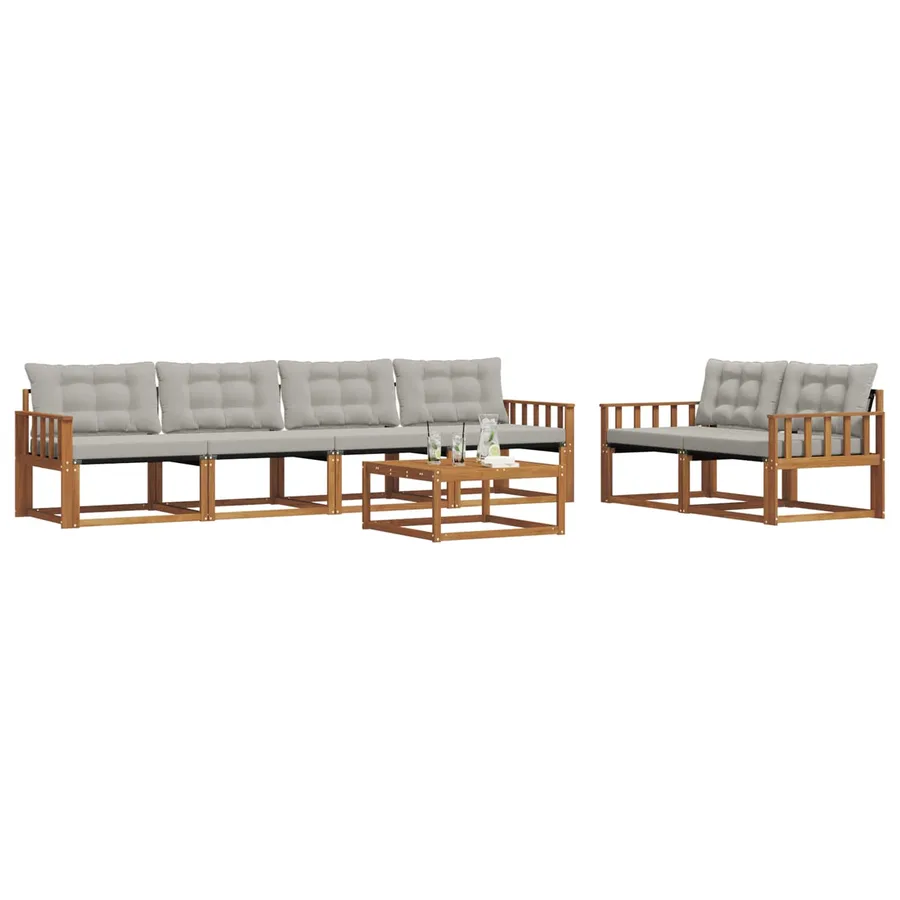 Ensemble de canapés d'extérieur 7 pcs Gris Naturel et Clair - 3