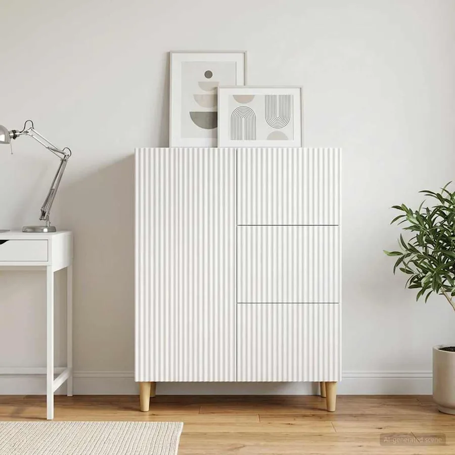 Buffet Blanc 66 x 34,5 x 90 cm Bois d'ingénierie