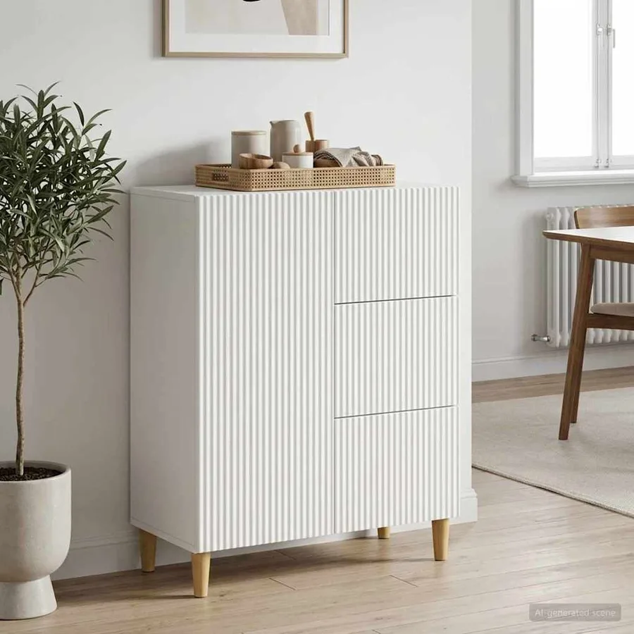 Buffet Blanc 66 x 34,5 x 90 cm Bois d'ingénierie - 4