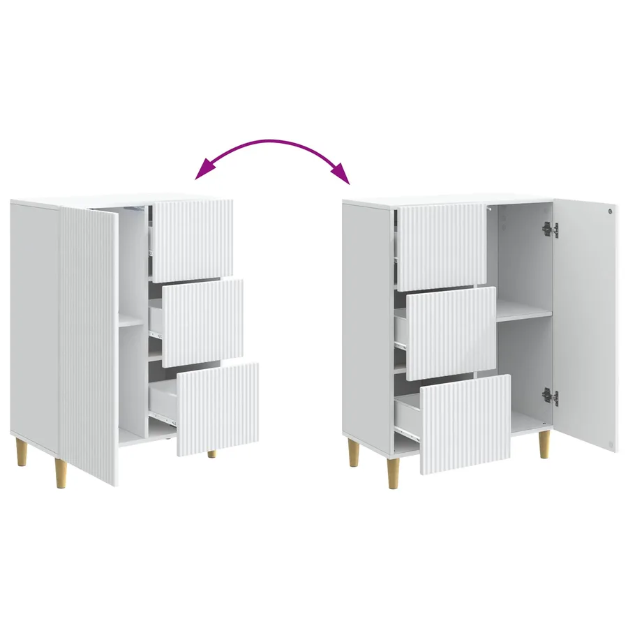 Buffet Blanc 66 x 34,5 x 90 cm Bois d'ingénierie - 8