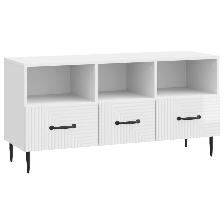 Meuble TV Blanc brillant 102 x 34,5 x 50 cm Bois d'ingénierie - 2