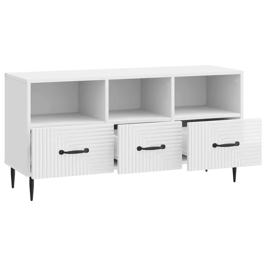 Meuble TV Blanc brillant 102 x 34,5 x 50 cm Bois d'ingénierie - 5