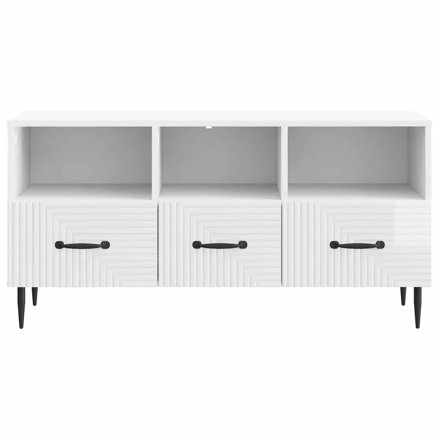 Meuble TV Blanc brillant 102 x 34,5 x 50 cm Bois d'ingénierie - 6