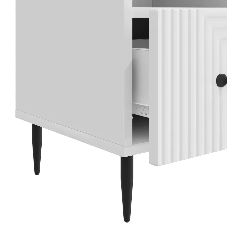 Meuble TV Blanc brillant 102 x 34,5 x 50 cm Bois d'ingénierie - 9