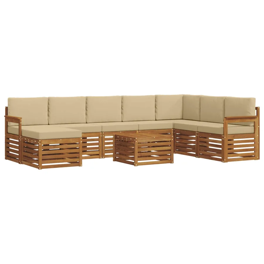 Ensemble de canapés d'extérieur 9 pcs Naturel et Beige - 2