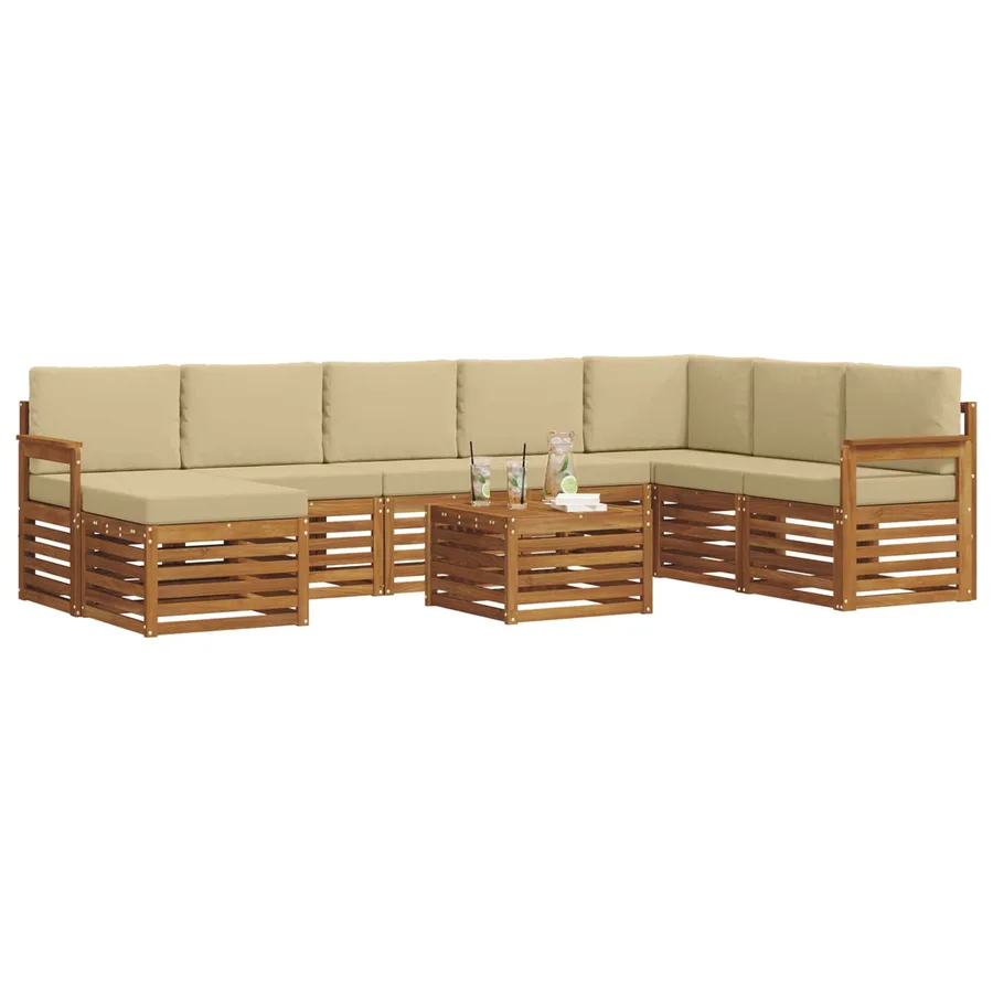 Ensemble de canapés d'extérieur 9 pcs Naturel et Beige - 3