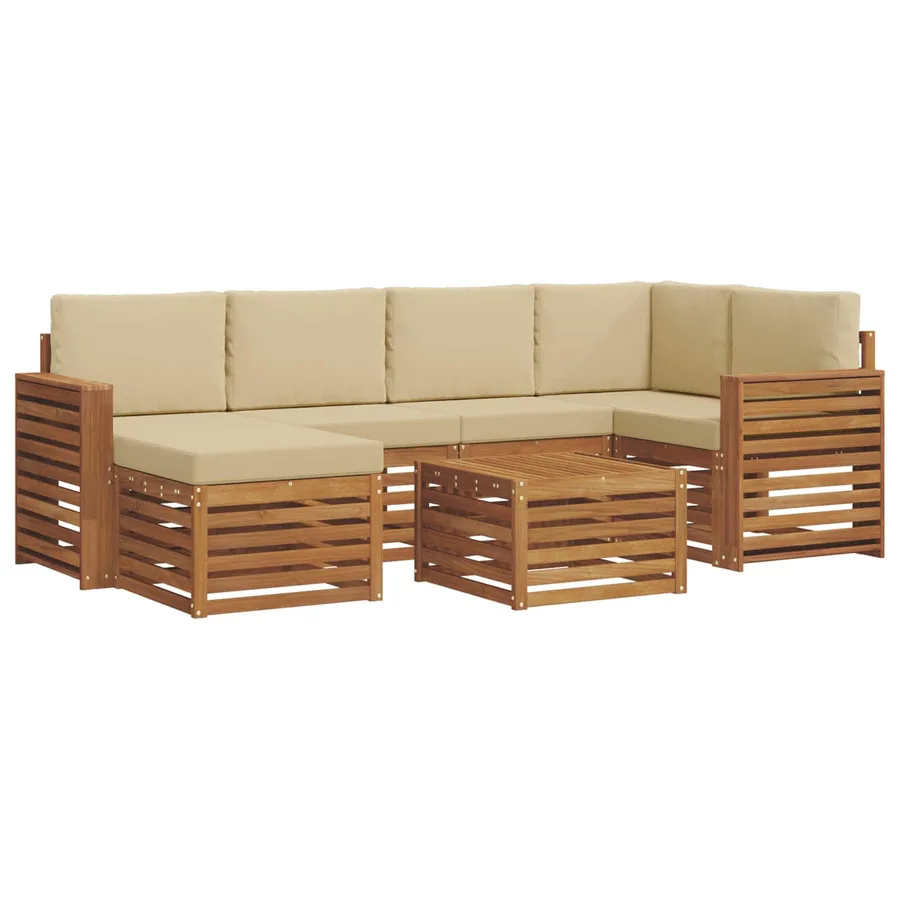 Ensemble de canapé d'angle avec coussin 7 pcs Naturel et Beige - 2
