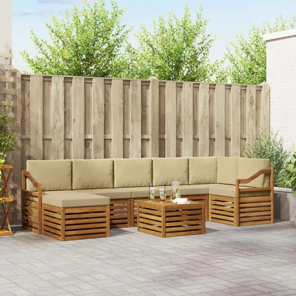 Ensemble de canapés d'extérieur 8 pcs Naturel et Beige