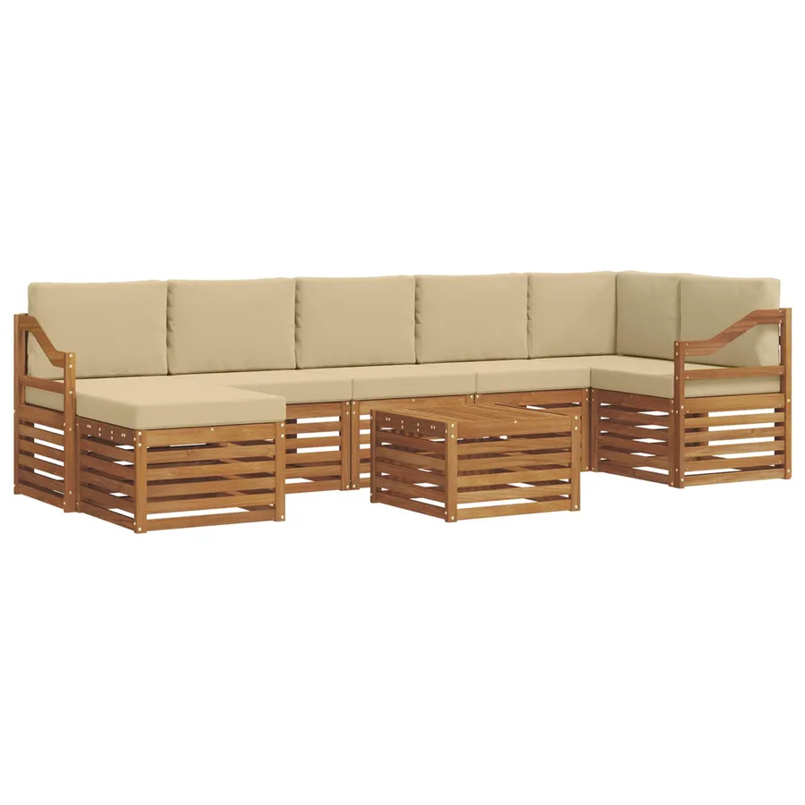 Ensemble de canapés d'extérieur 8 pcs Naturel et Beige - 2