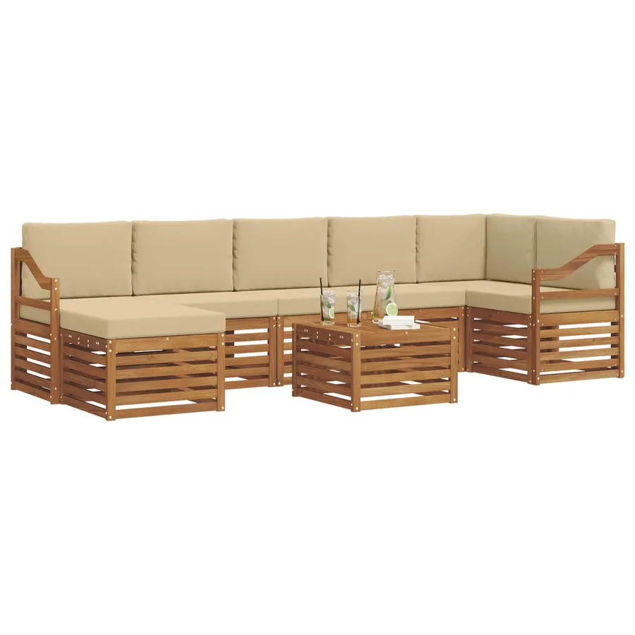 Ensemble de canapés d'extérieur 8 pcs Naturel et Beige - 3